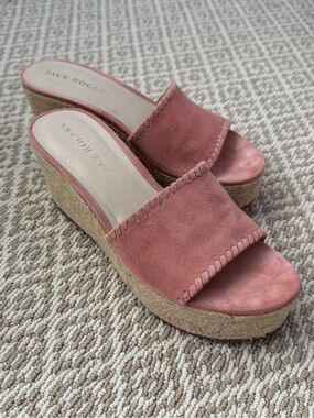 Jack Rogers Rose Pink Suede Espadrille Wedge Sandals size 10